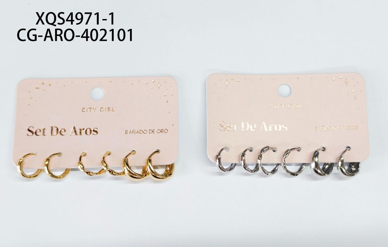 SET DE AROS (BAÑADOS EN ORO) CITY GIRL XQS4971-1*600