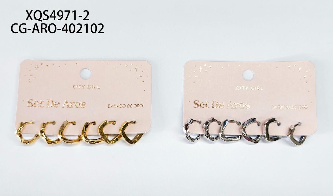 SET DE AROS (BAÑADOS EN ORO) CITY GIRL XQS4971-2*600