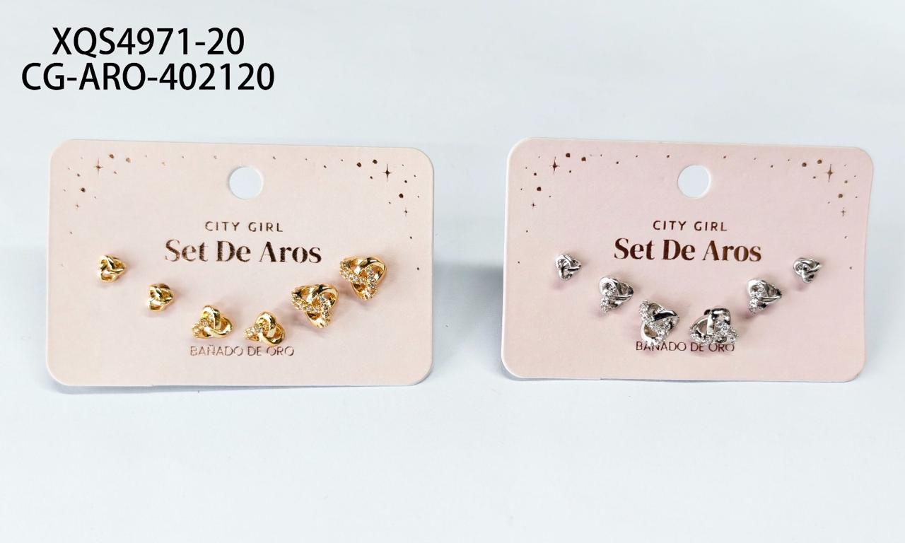 SET DE AROS (BAÑADOS EN ORO) CITY GIRL XQS4971-20*600