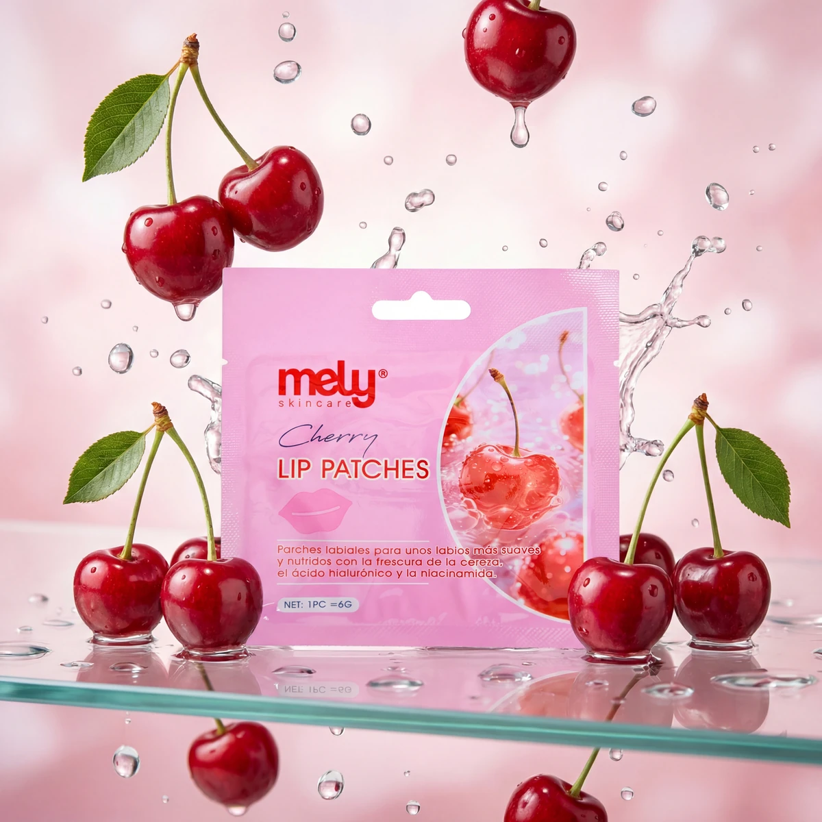 MASCARILLA PARA LABIOS DE CEREZA, ÁCIDO HIALURÓNICO Y NIACINAMIDA MELY MY889075
