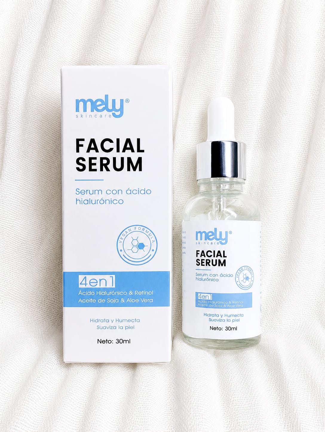 SÉRUM FACIAL 4 EN 1 CON ÁCIDO HIALURÓNICO 30ML MELY MY890002