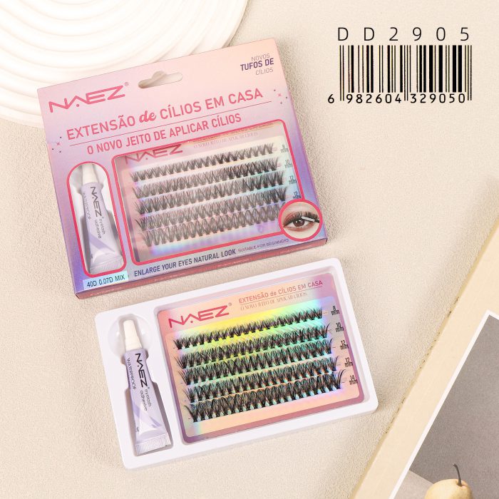 KIT DE PESTAÑAS CON PEGAMENTO 40D 0.07D MIX NAEZ DD2905