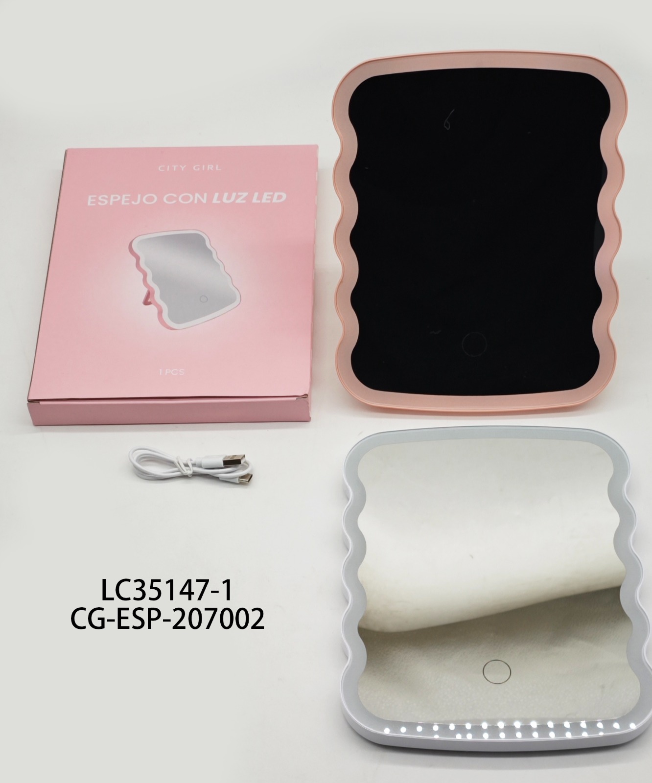 ESPEJO CON LUZ LED, 2 COLORES CITY GIRL LC35147-1*48
