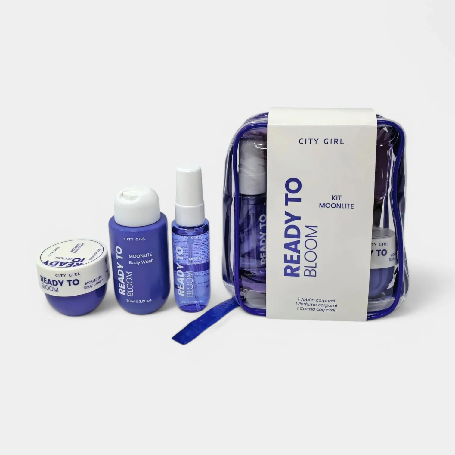 SET MOONLIT DE JABÓN CORPORAL, CREMA CORPORAL Y PERFUME CORPORAL CITY GIRL YT202439