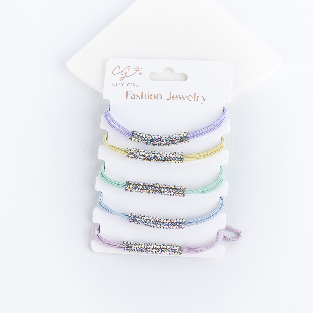 SET DE 5 COLITAS PASTEL CON STRASS CITY GIRL B-4110-5