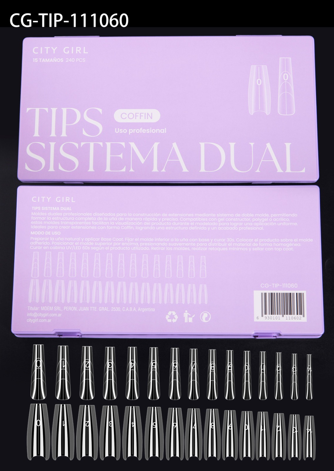 TIPS SISTEMA DUAL "SANDWICH" COFFIN, X240 PCS CITY GIRL CG-TIP-111060*100