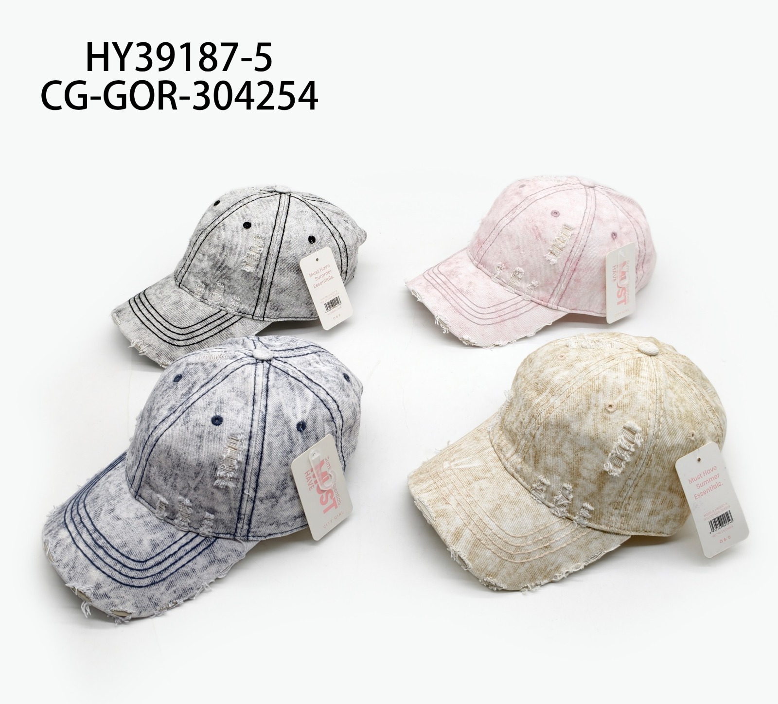 GORRA TIPO JEANS BATIK CON ROTURAS, 4 COLORES CITY GIRL HY39187-5*240