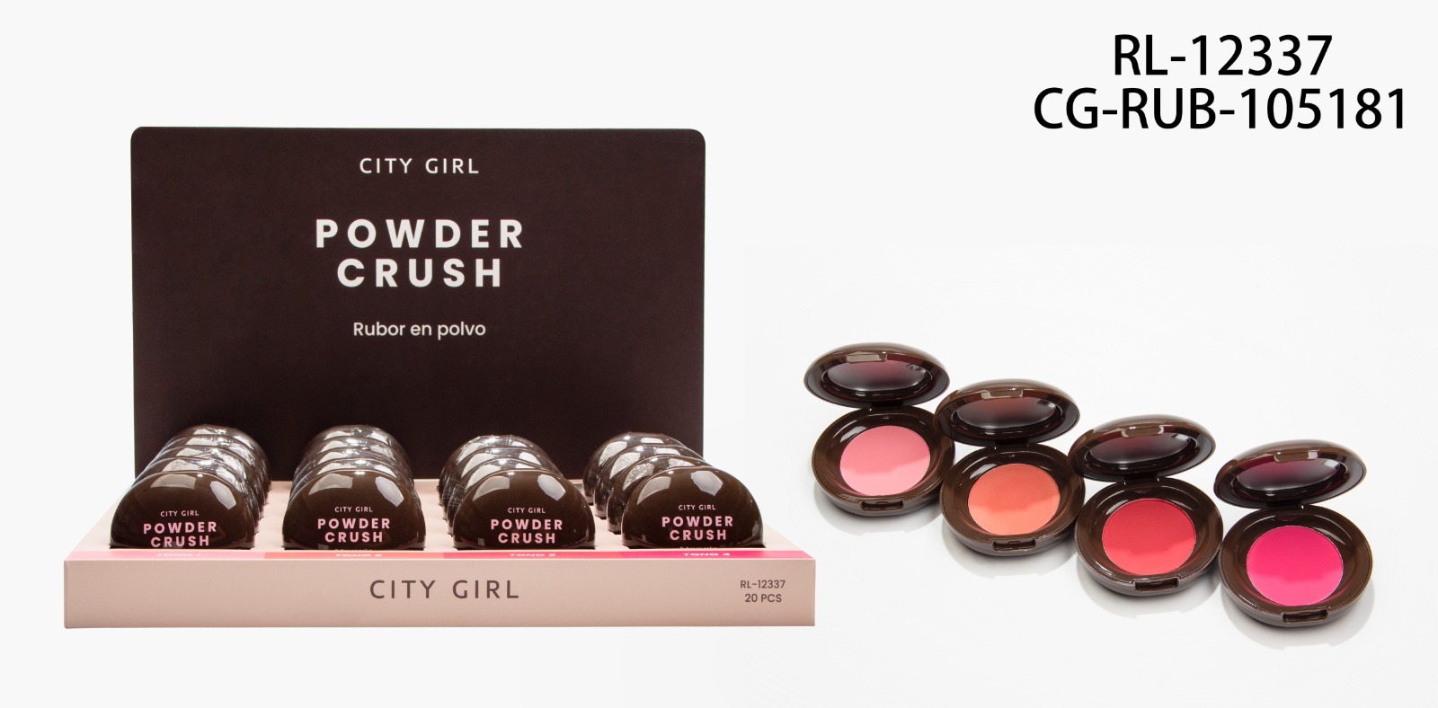 RUBOR EN POLVO, 4 TONOS CITY GIRL RL-12337*240