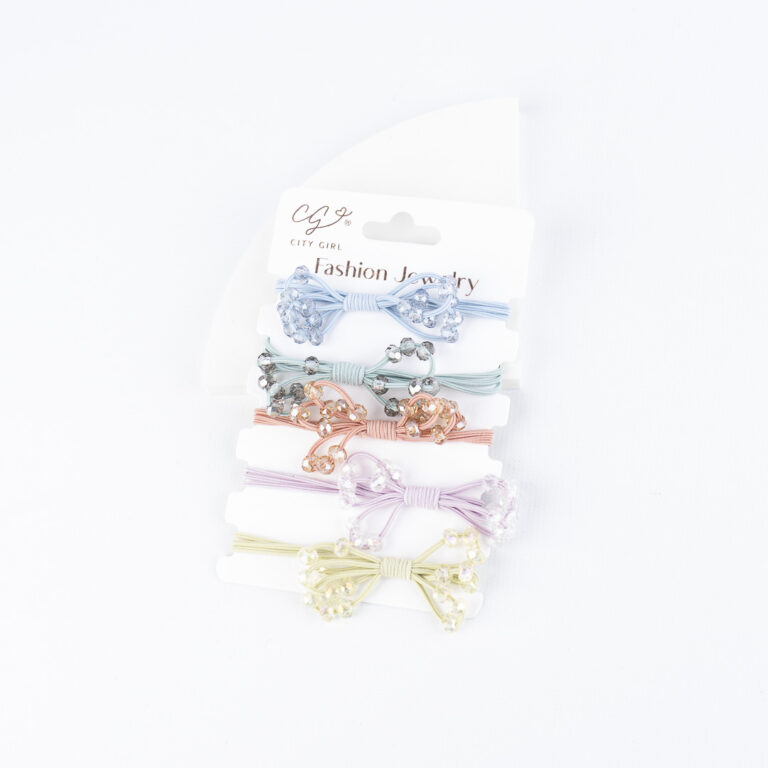 SET DE 5 COLITAS PASTEL CON PIEDRITAS CITY GIRL B-4110-6