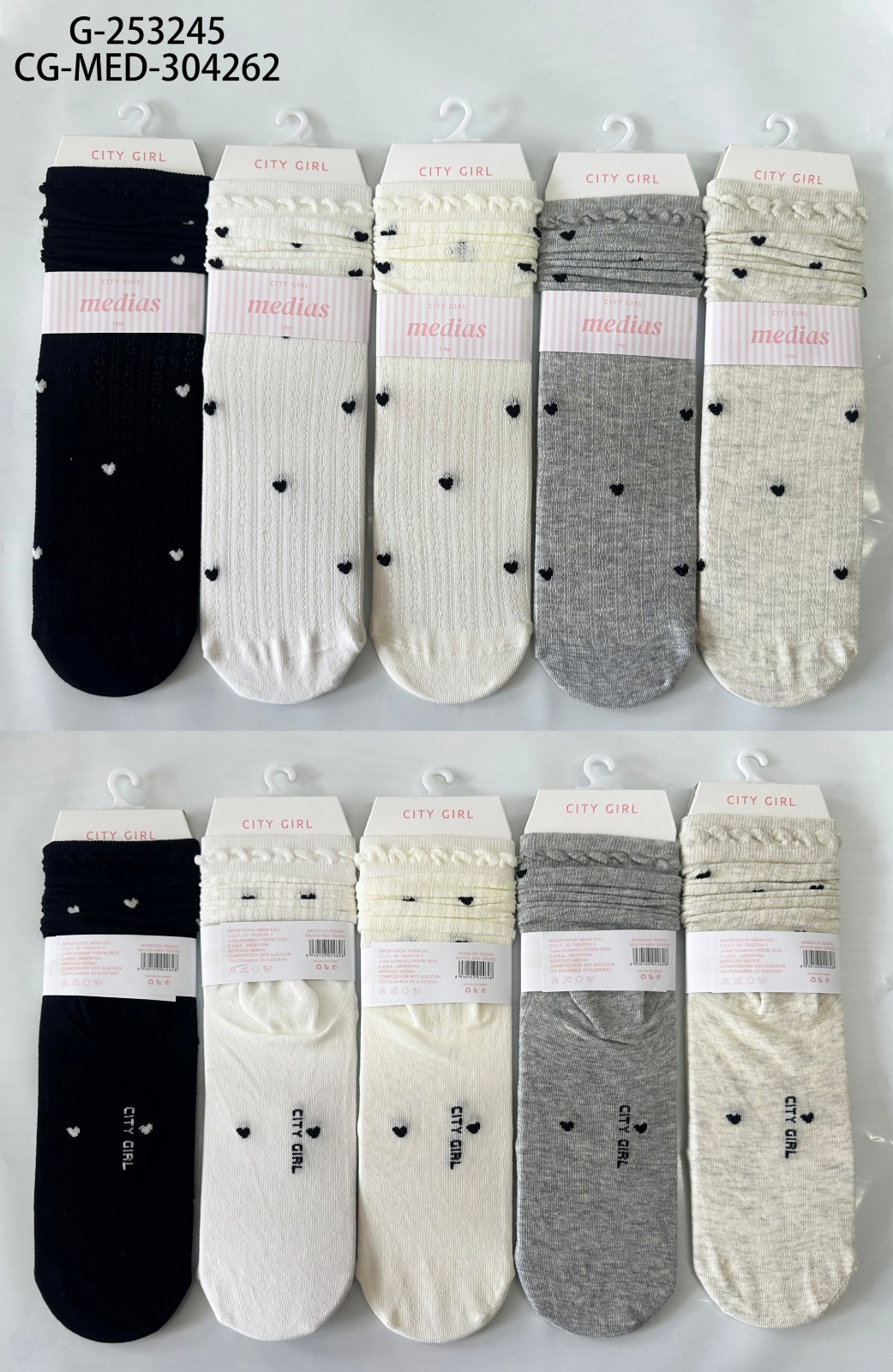 MEDIAS LARGAS CORAZONCITOS. 5 COLORES CITY GIRL G-253245*500