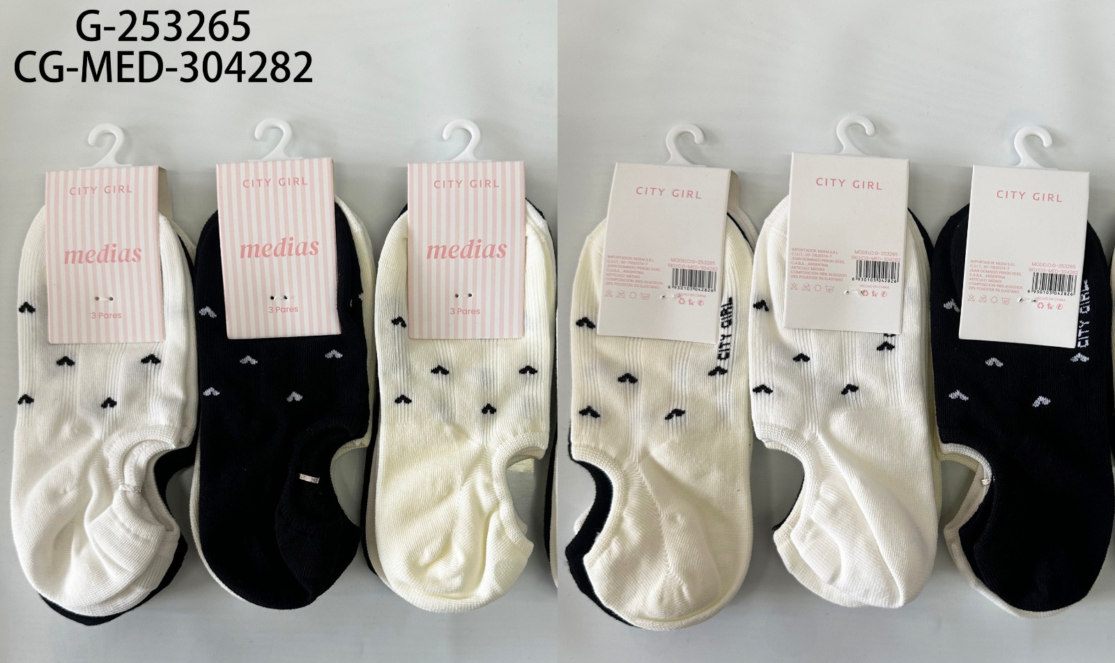MEDIAS SOQUETES CORAZONCITOS, X3PCS CITY GIRL G-253265*200