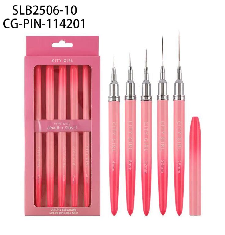 SET DE PINCELES LINER 4mm/8mm/12mm/20mm/25mm CITY GIRL SLB2506-10